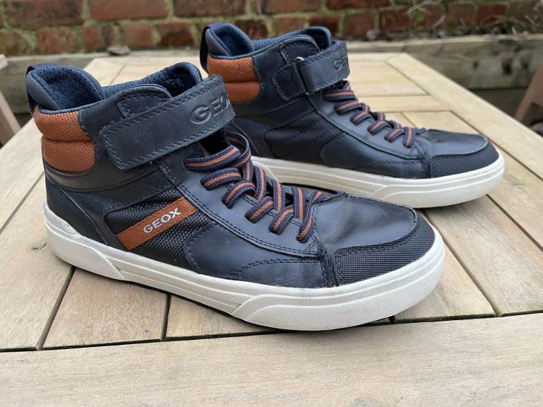 VGC Geox J Weemble Boots High Top Sneakers, Navy and Cognac, UK 6 EU 39 (2 pairs available), RRP £57