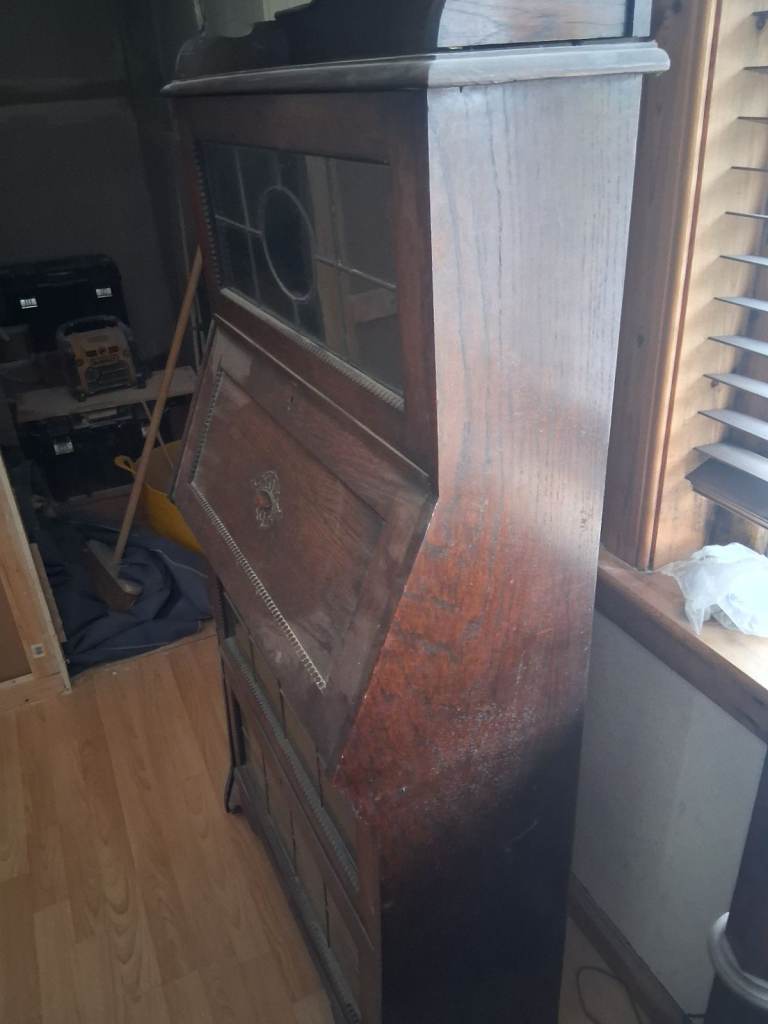 Vintage tall slim writing bureau