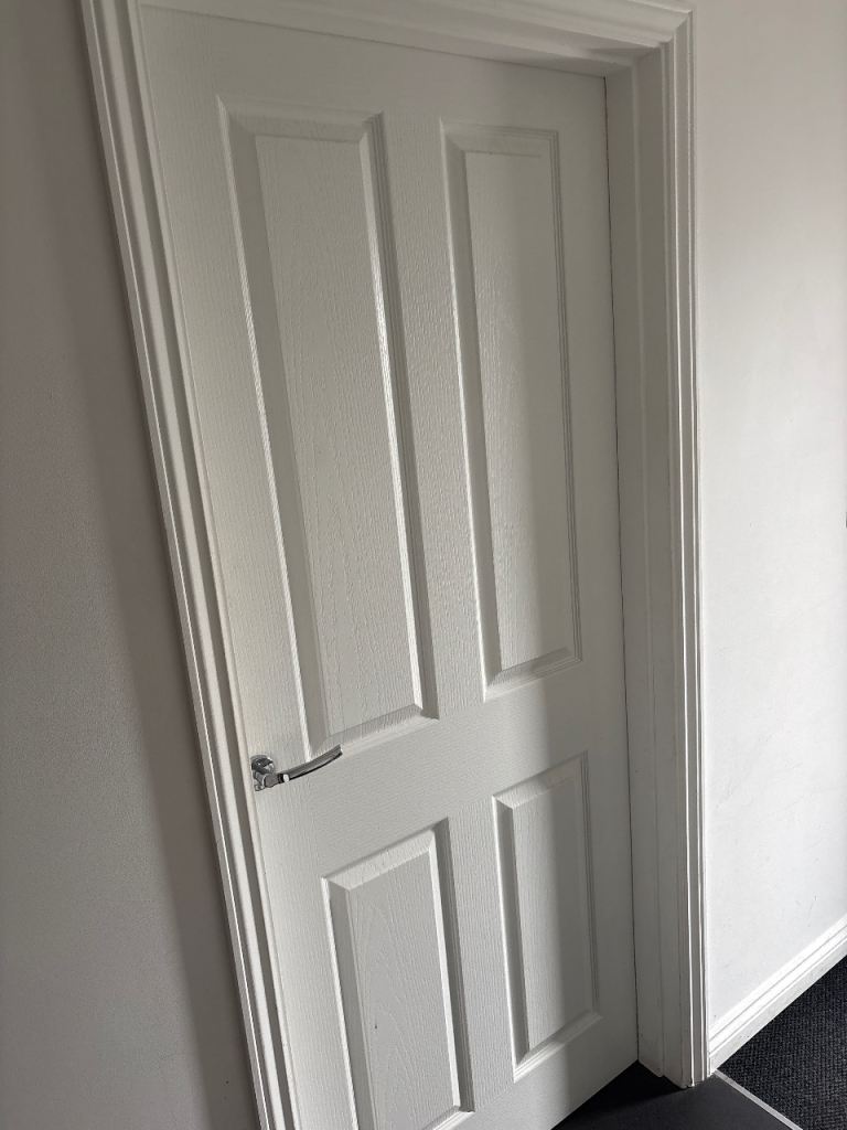 White panel internal door - chrome handle
