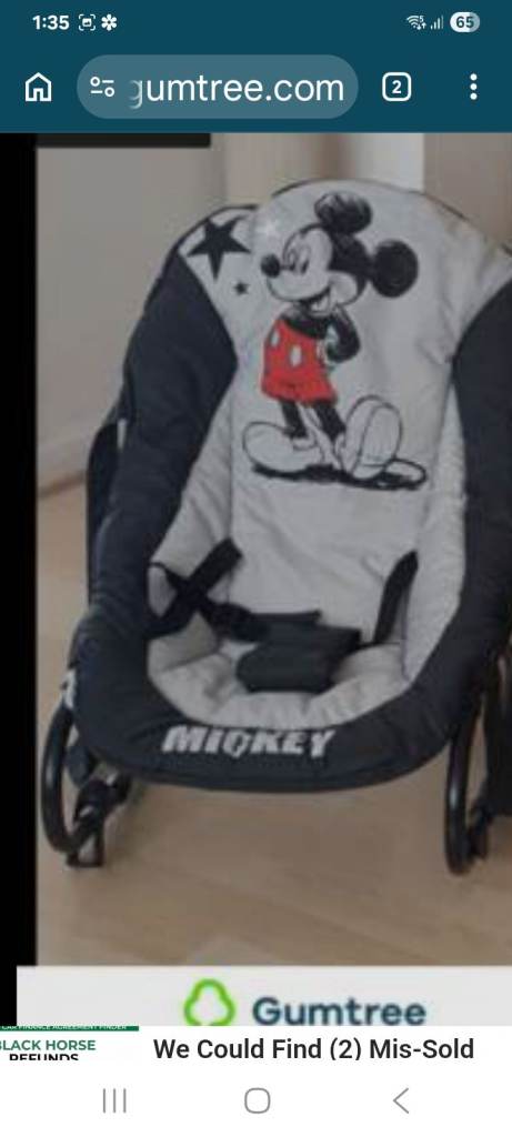 BABY ROCKER CHAIR MICKEY MOUSE DESIGN NEW BOXED STILL AVAILABLE