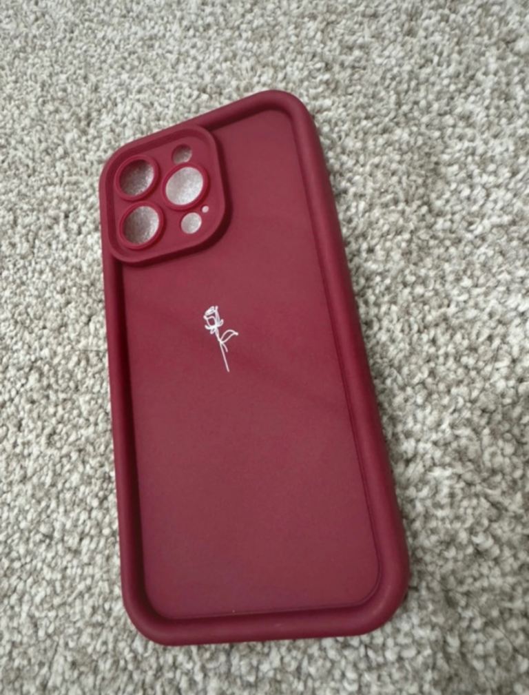 New Red iPhone 15 pro max Case with Rose Design