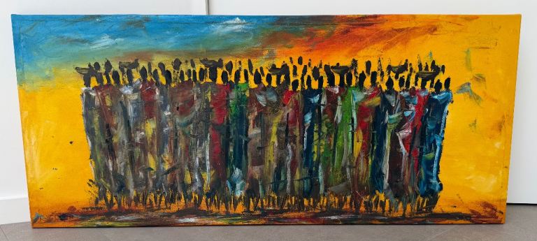 African oil on canvas painting 