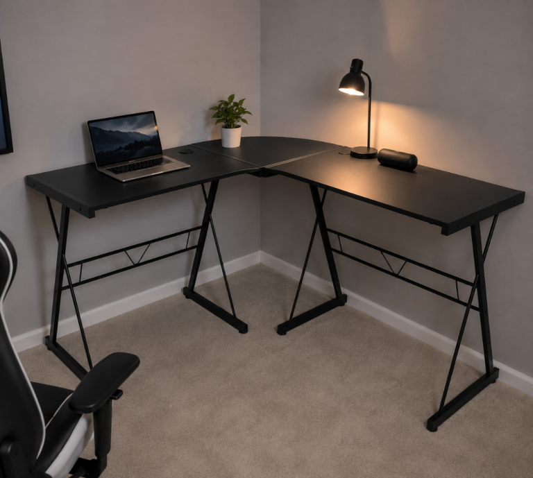 Brand new curved gaming/office desk. Wooden black 151x44x73.5cm