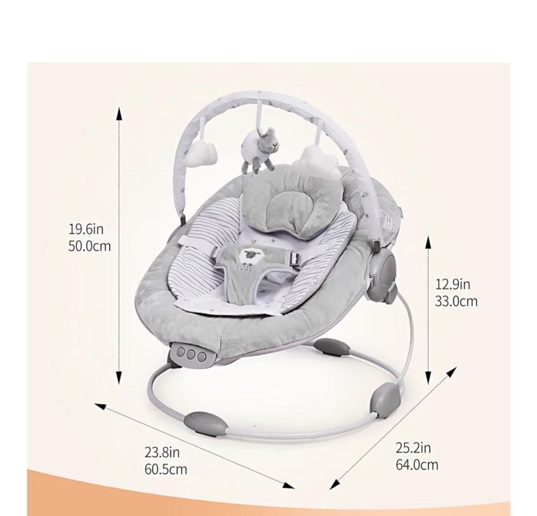 LADIDA Soft Padded Lamb Bouncer - Newborn to 9kg, Soothing Melodies