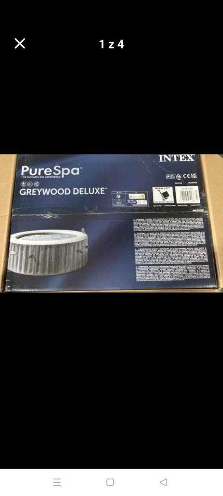 INTEX Pure Spa Greywood Deluxe Inflatable Hot Tub - 6 people, Grey Lay-z-spa