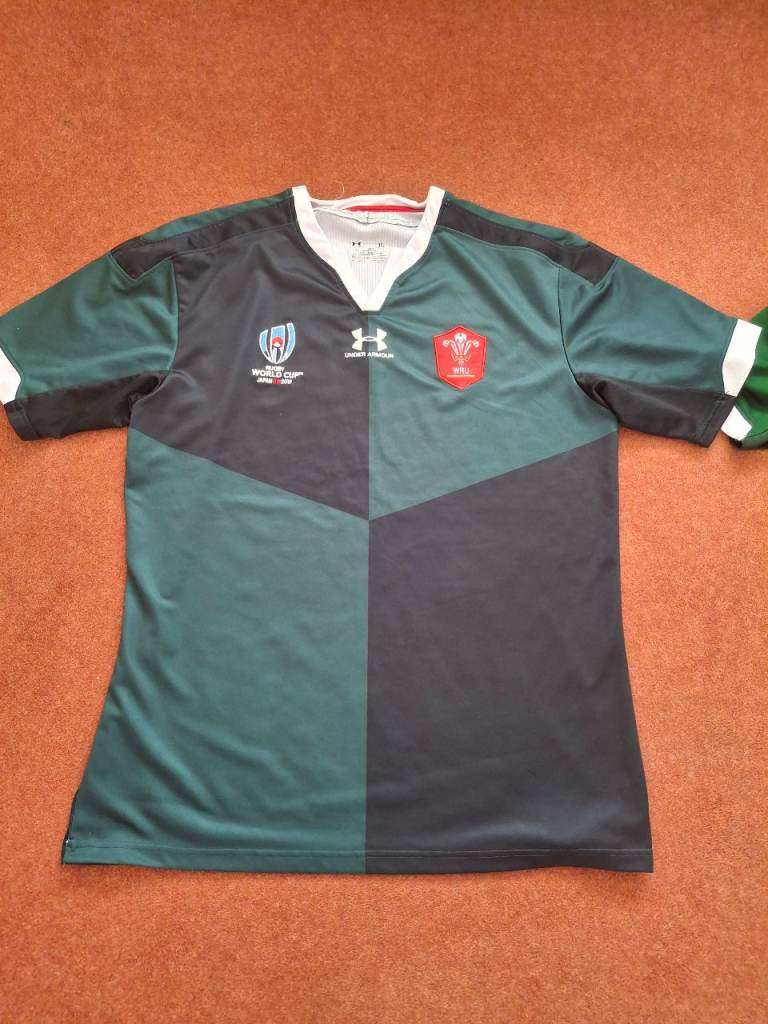 3XL Wales 2019 World Cup Rugby Shirt. Underarmour.Green/Black Quadrant colour. 