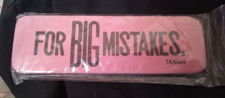  Pink Eraser 'FOR BIG MISTAKES' - Fun Stationery Item