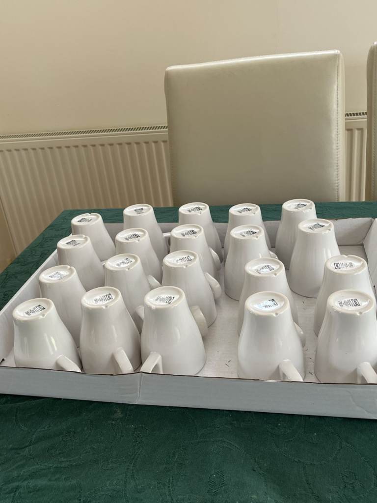 20 New White Ceramic Cups – Perfect for Cafe or Home