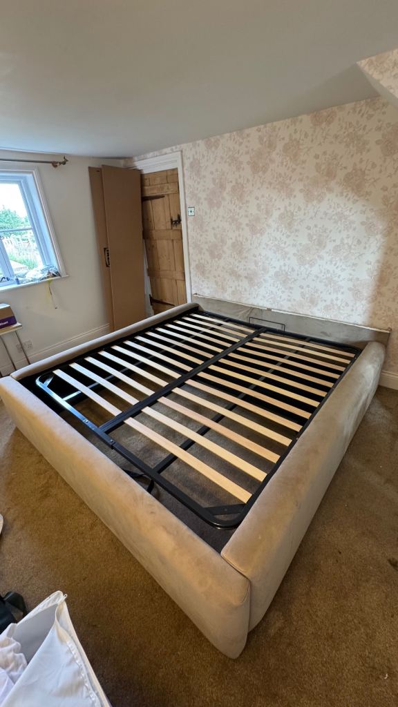 Superking ottoman bed frame with split/cut headboard.