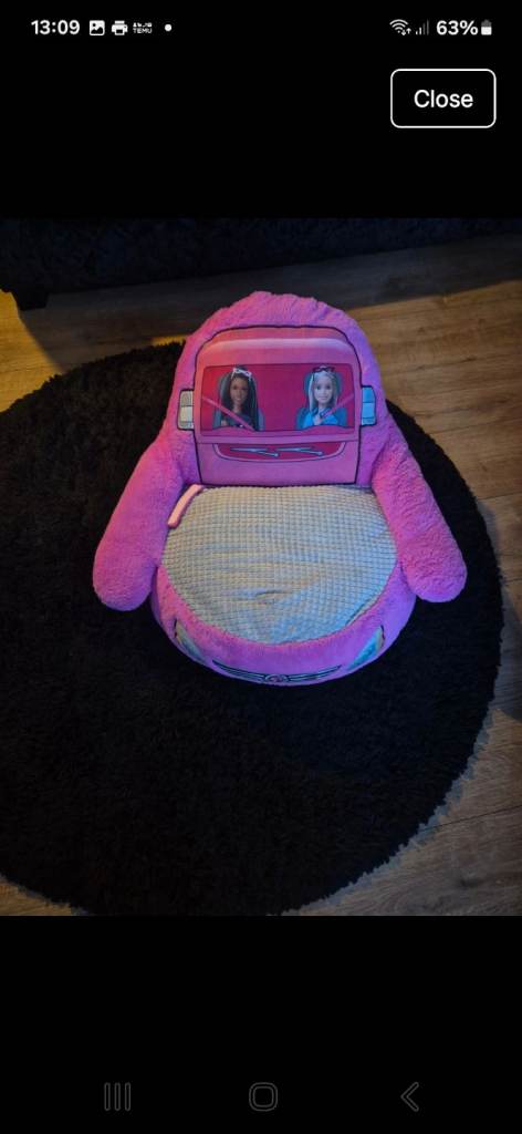 Barbie plush caravan chair