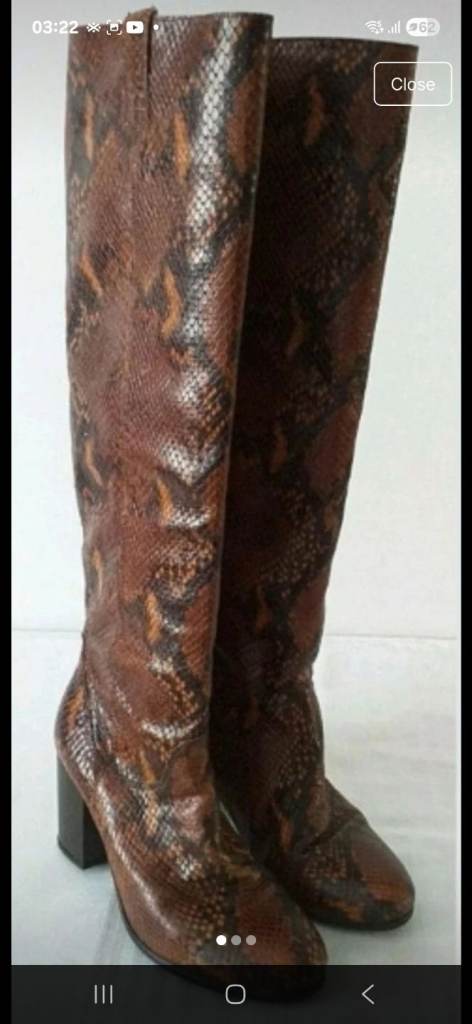 Dune Snakeskin Western Boots sz 4