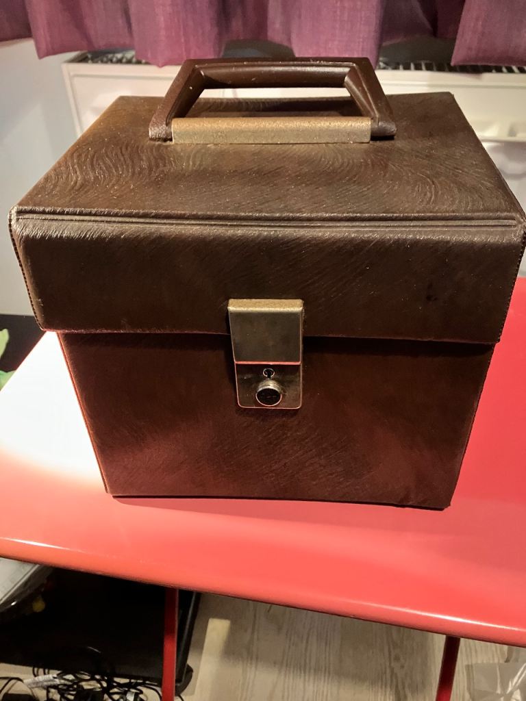 Vintage Dark Brown Textured 7 Inch Vinyl Record Storage Box