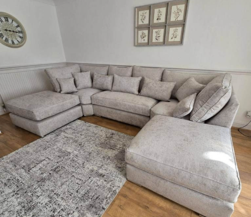 Bishop U Shape ScatterBack Corner Sofa with Cushions — Modern Living Room Comfort | Free Delivery