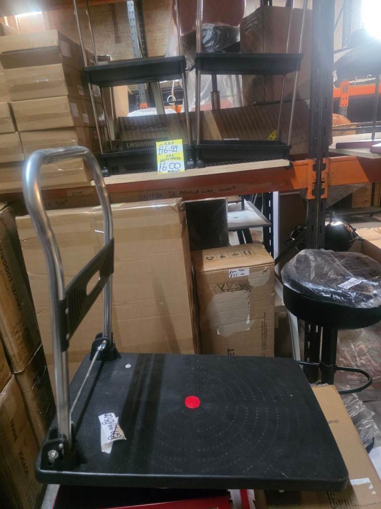 A new folding trolley on castor wheels. 