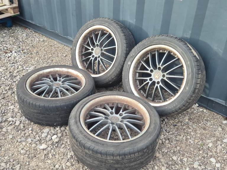 🌟Vw transporter 18 inch alloy wheels 5x120 with MATCHING NEW TYRES 7M+