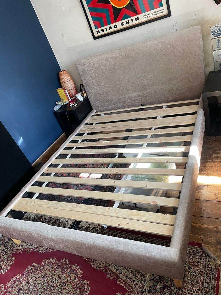 King Size Bed Frame - Easy to dismantle / assemble - Upholstered with new solid bed slats