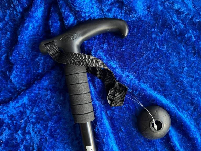 New Kabuda Adjustable Walking Stick Cane Black Folding Hiking Trekking Pole