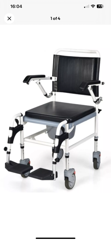 QCostway 4-in-1 Bedside Commode Chair w/ Wheel Commode Wheelchair With Bu JH10003