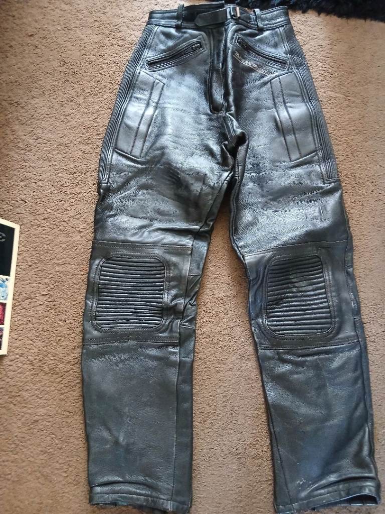 Bikers Paradise Black Leather Motorbike Trousers, Size 12