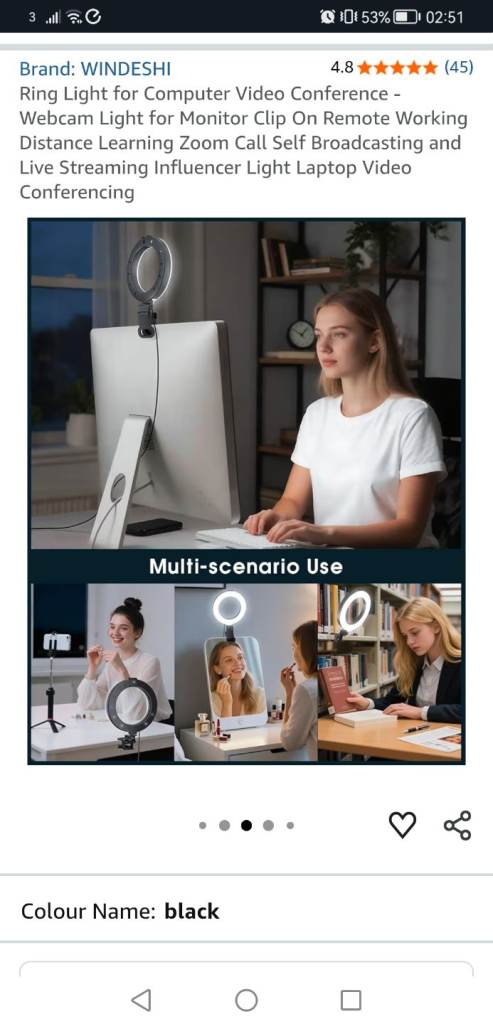 Ring Light for Computer Video Conference 