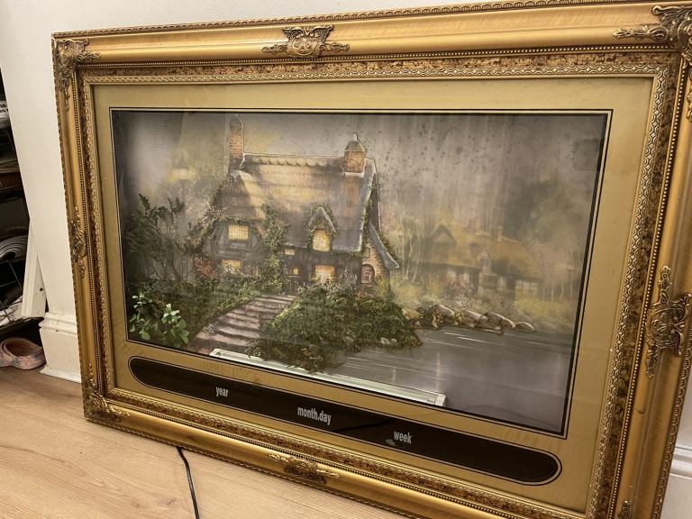 Vintage Wall Art 3D Old Cottage Scenery Light Smart Calendar Bespoke