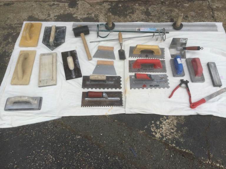 Large Set of Tiling and Plastering Tools