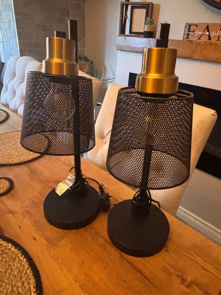 Industrial style black & gold lights