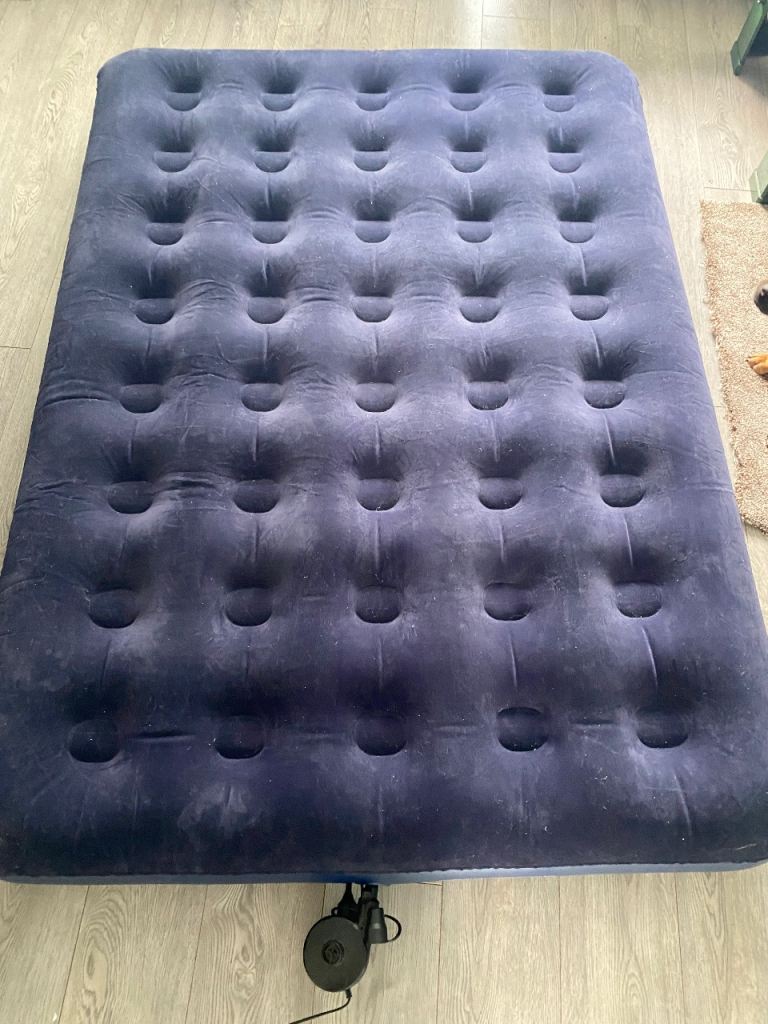 Double Inflatable Air Mattress – Blue, with Electric Pump