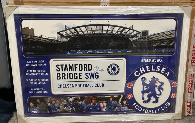Gianfranco Zola signed Chelsea street sign
