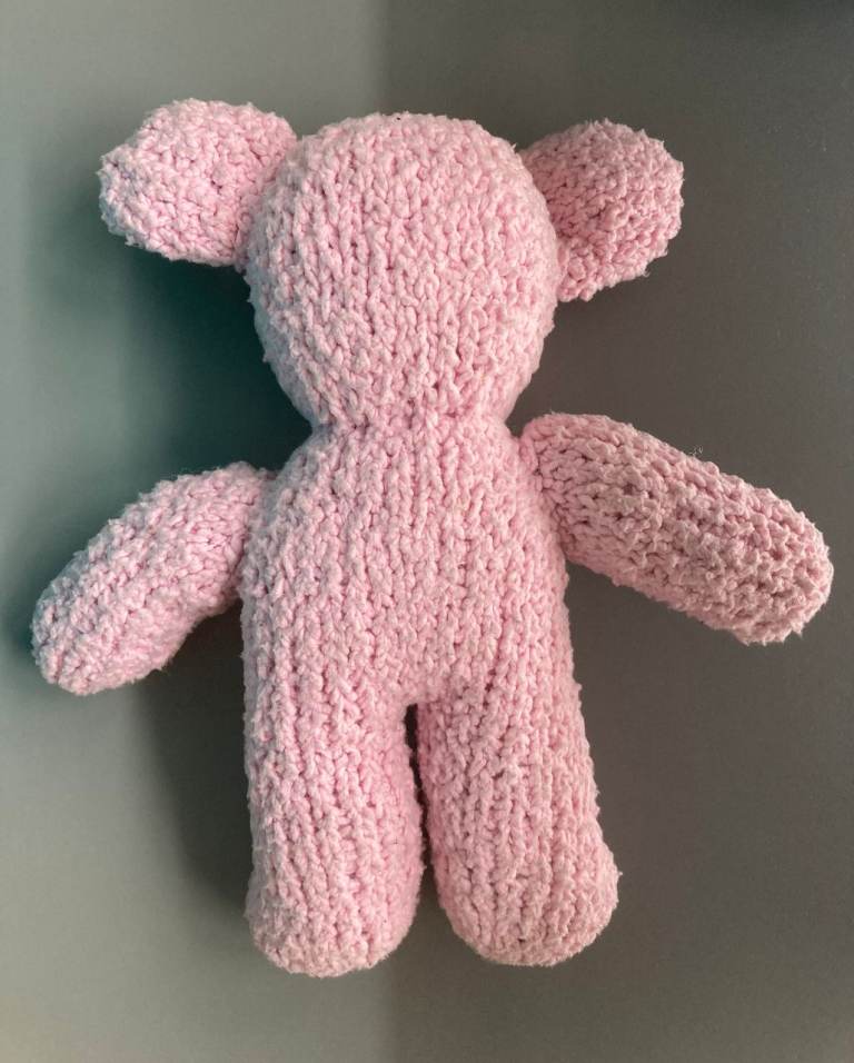 Hand knitted pink Teddy Bear toy – BRAND NEW – post or collect