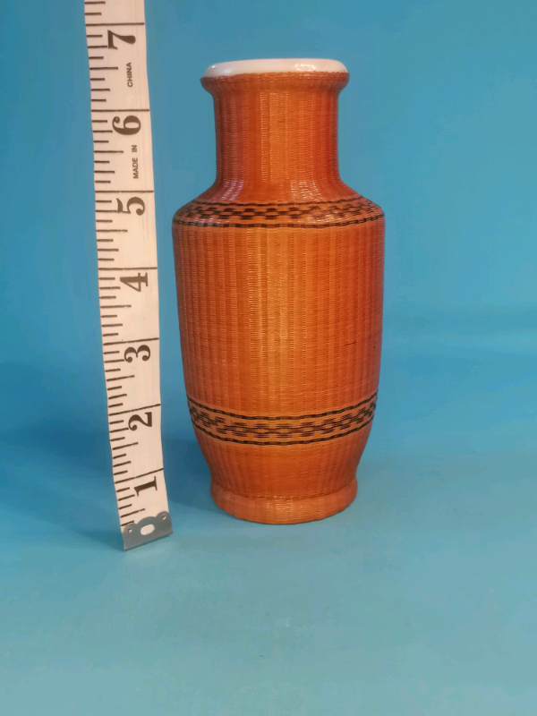 AMAZING WOVEN BAMBOO OVER CHINESE BLANC DE CHINE PORCELAIN vase. 