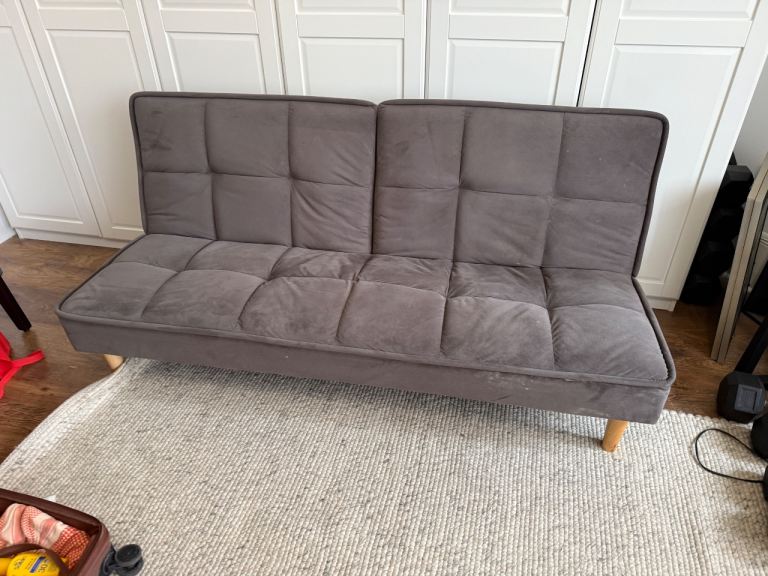 FREE DELIVERY GREY VELVET CLIC CLAC SOFA BED