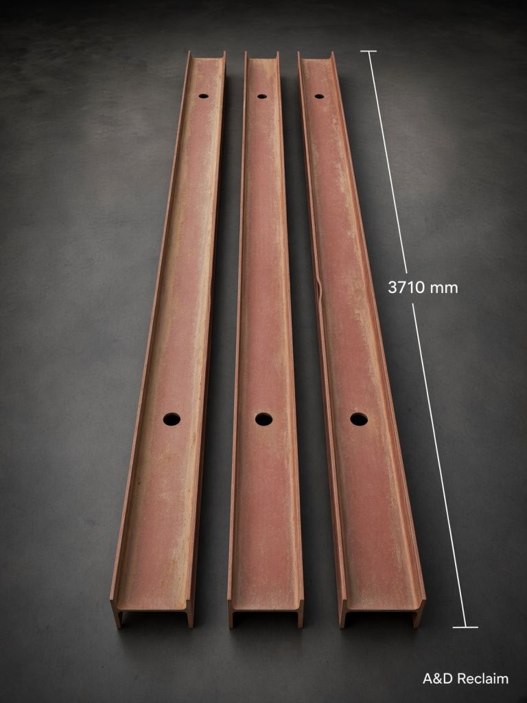 3 x RSJ Steel Beams - 3710mm x 180mm x 100mm