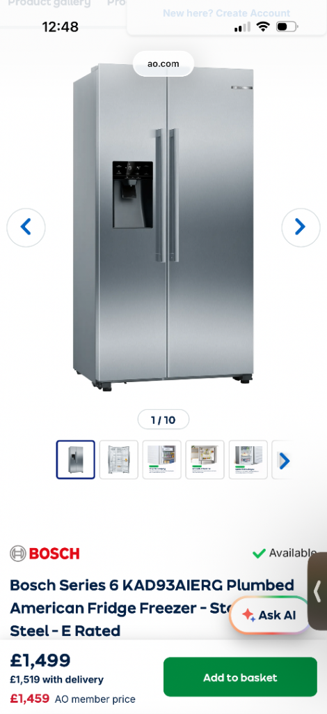 Bosch Series 6 KAD93AIERG American Fridge Freezer – NEW