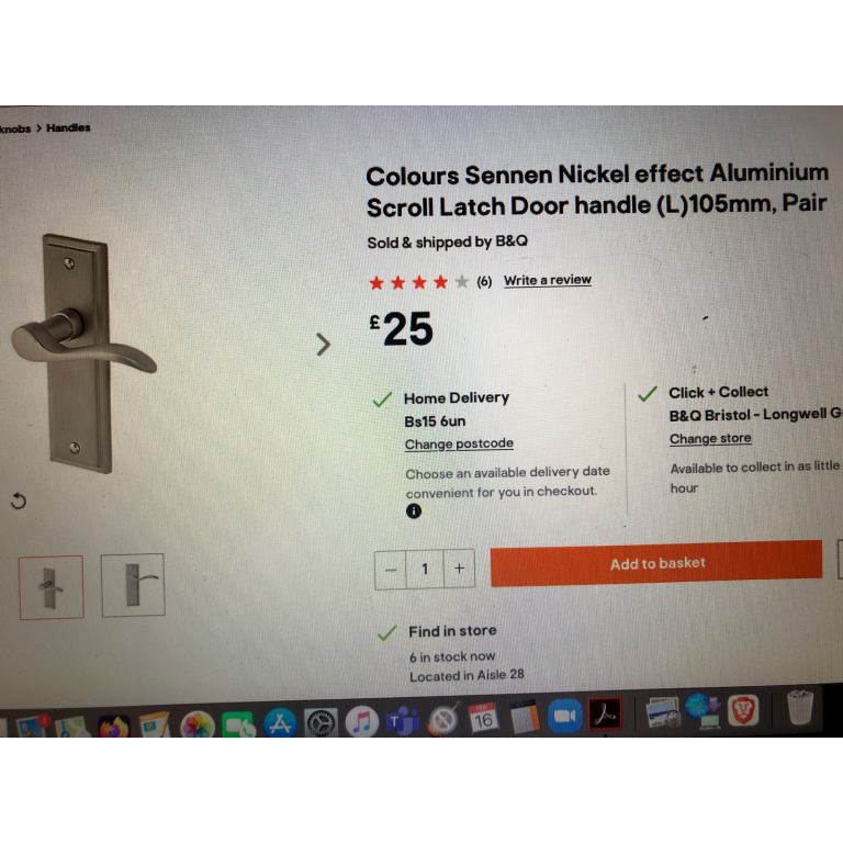 New Colours Sennen Nickel Effect Door Handles 