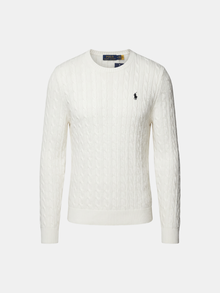 Polo Ralph Lauren Cable Knit Jumper – White, New Size L