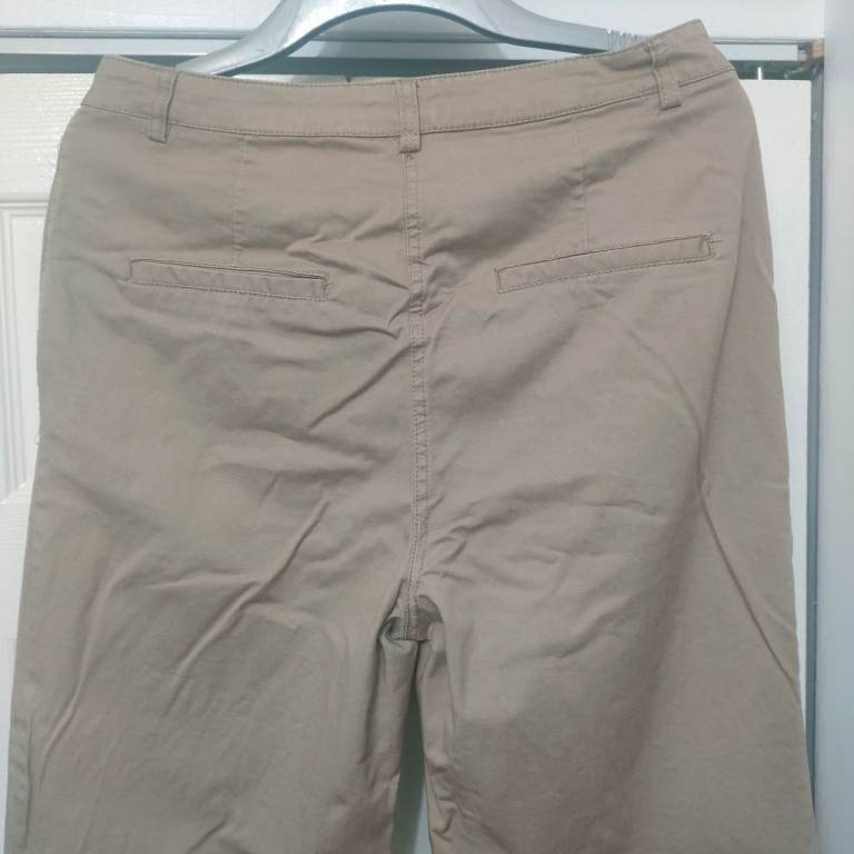 H&M Wide Leg Beige Cotton Trousers size EU 42 (UK 12 -14)