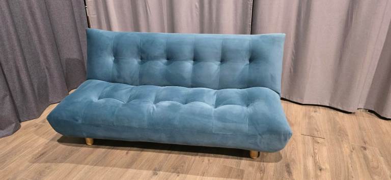 Habitat Kota 3 seater click clack velvet sofa bed Teal