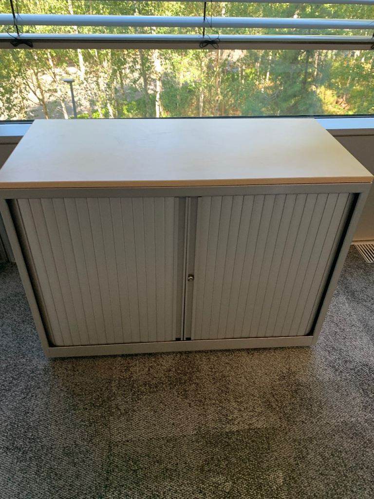Used storage office cabinet rolling sliding door h 73cm 47cm d 100cm