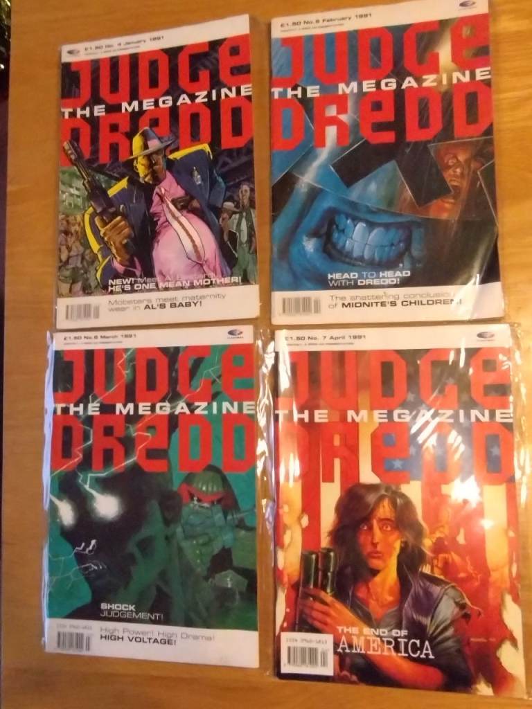 4 very early copies of judge dredd megazine from no. 2 