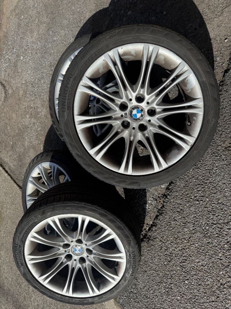 Alloy wheels, BMW alloys 5x120 wheels , Uniroyal rainsport 5 tyres 