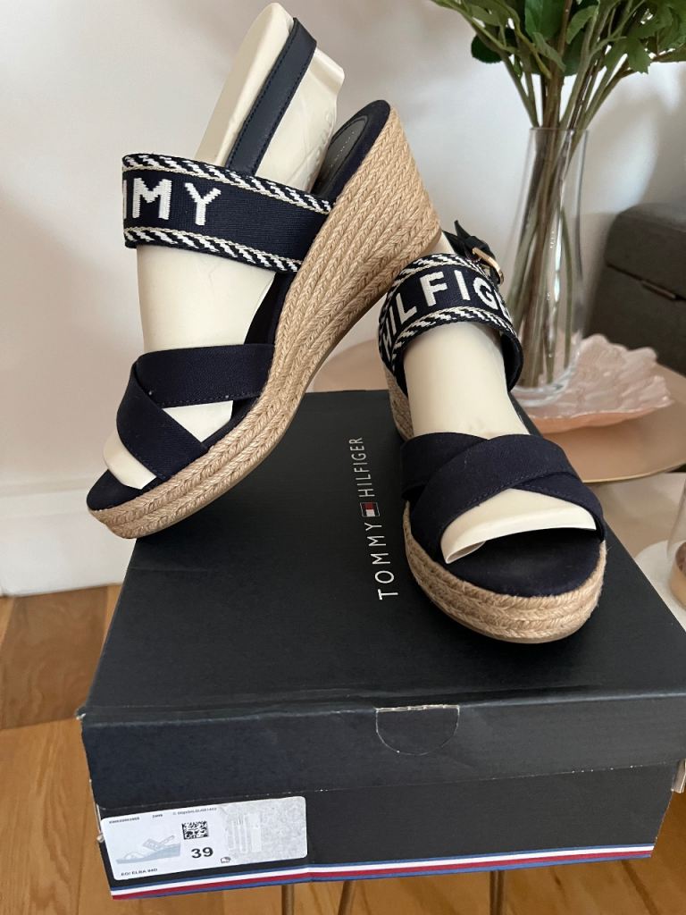 Tommy Hilfiger Elba Wedge Sandals – Navy, Size 39, As New
