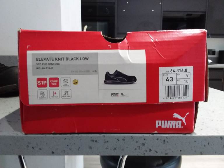 Puma Elevate Knit Black Low Safety Trainers - UK 9 / EU 43