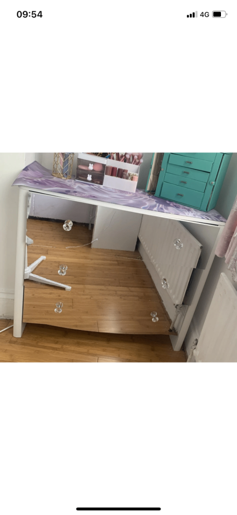 White Crystal Mirrored 3 Piece Bedroom Furniture Wardrobe Drawers Girls Bedroom