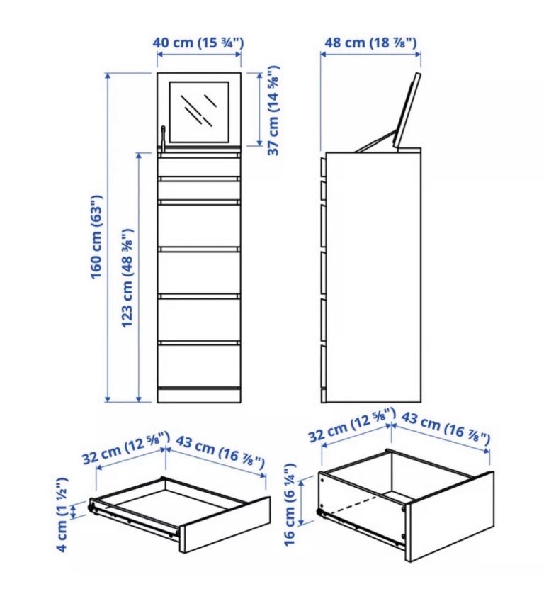 Ikea Malm White 6 Drawers
