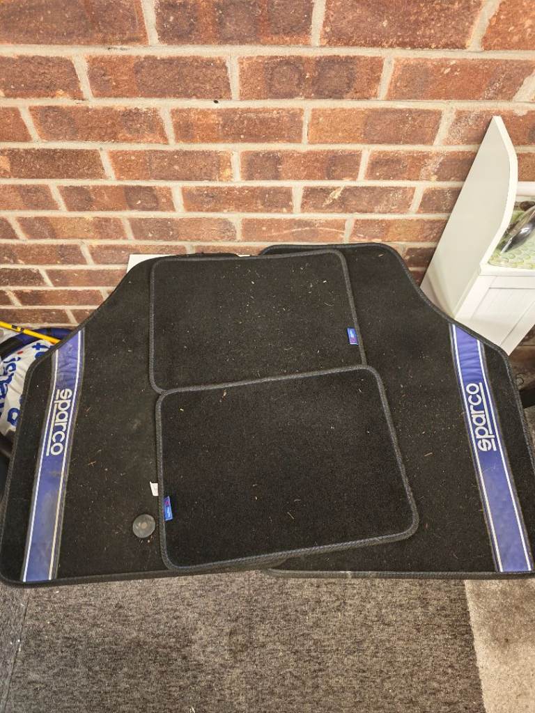 Sparco Car Mats x4 + Steering Wheel Cover – Black/Blue