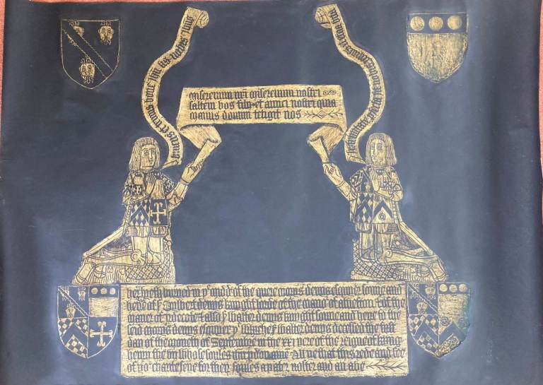 Original Gold on Black Brass Rubbing 44.5x 32in 113 x 81cm