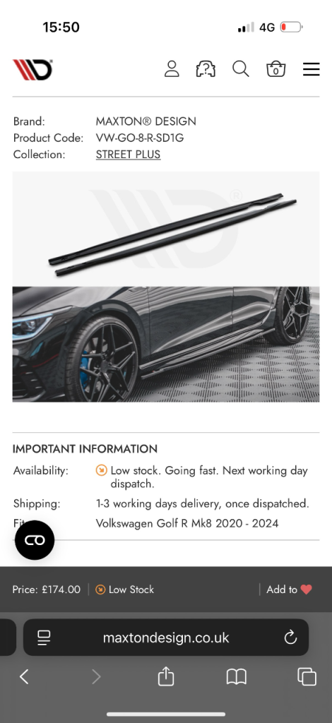 Side skirts and front splitter