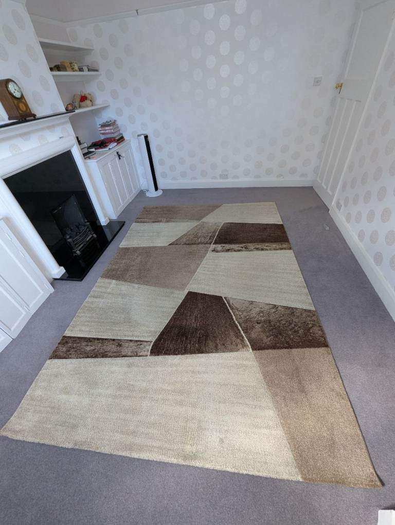Geometric Pattern Rug, Brown/Beige, 200cm X 290cm
