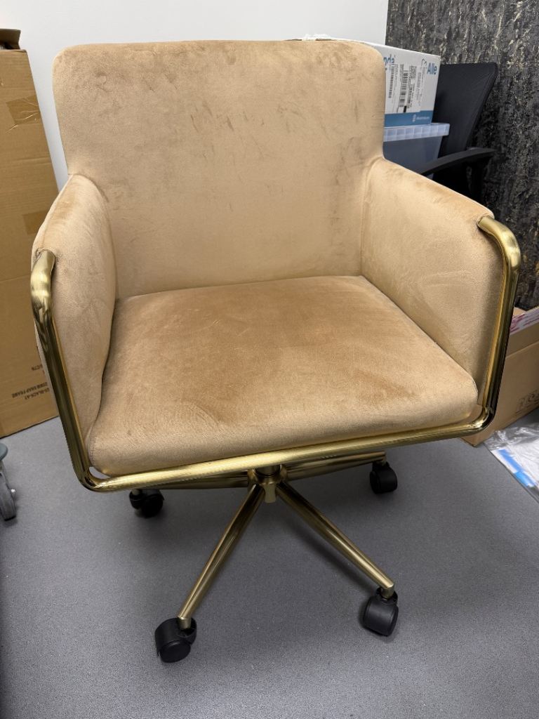 Velvet Office Chair with Gold Frame – Good Condition